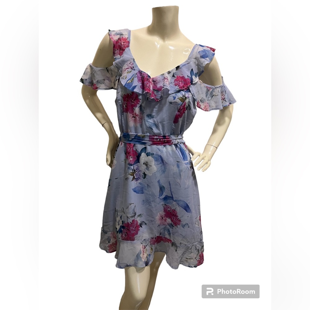 JW Sisterglam cornflower blue floral print floaty dress